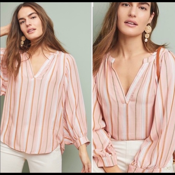 Anthropologie Tops - Maeve Striped Brenda Peasant Balloon Sleeve Top| M